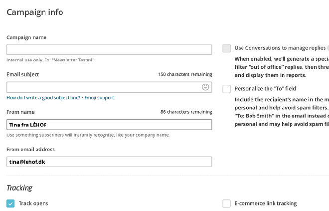 Skriv alt om din kampagne email her
